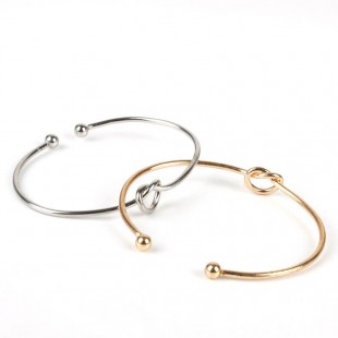2PCS Gold Silver Adjustable Love Knot Bracelet For Women