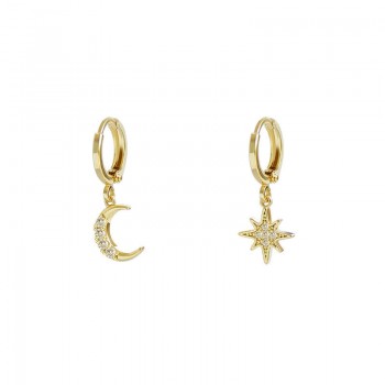 Dangle Earrings Fashion Classic Geometric Women Asymmetric Earrings Of Star And Moon Female Jewelry